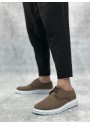 BA0003 Bağcıklı Klasik Spor Keten Kahverengi Beyaz Taban Casual Erkek Ayakkabı