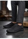 BA0248 BOA Siyah Esnek Bağcıklı Ultra Hafif Nefes Alan Sneaker Ayakkabı