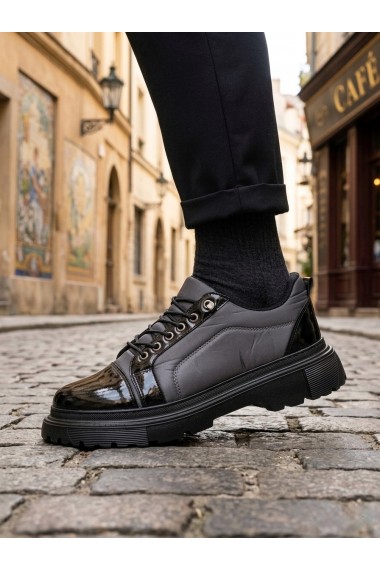 BA0245 Gri Rugan Paraşüt Detaylı Akıllı Lastik Bağcık Yüksek Taban Günlük Erkek Ayakkabı