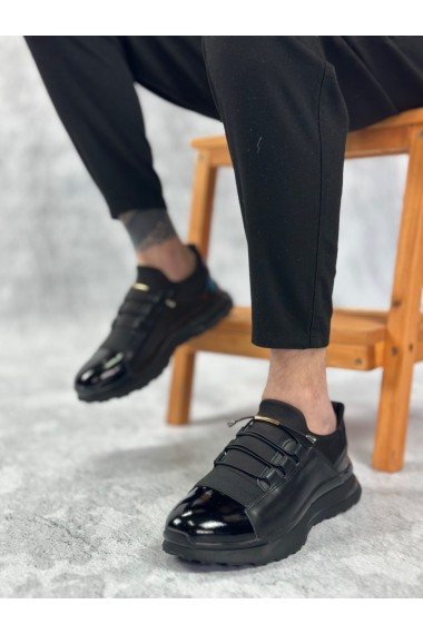 BA0234 İçi Dışı Hakiki Deri Rahat Taban Siyah Bant Detaylı Sneakers Casual Erkek Ayakkabı