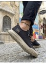 BA0248 BOA Siyah Bej Taban Esnek Bağcıklı Ultra Hafif Nefes Alan Sneaker Ayakkabı