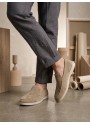 BA0252 %100 İçi Dışı Hakiki Deri Erkek Krem Süet Casual Loafer Termo Taban Ayakkabı