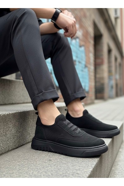 BA0911 Özel Örme Triko Deri Tozu Detaylı Günlük Spor Ayakkabı 