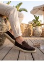 BA0251 %100 İçi Dışı Hakiki Deri Erkek Kahverengi Süet Casual Loafer Kauçuk Rahat Taban Dikişli Ayakkabı