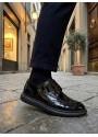 BA0003 Yeni Sezon Siyah Rugan Lüks Brouge Klasik Ayakkabı