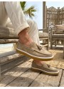 BA0250 %100 İçi Dışı Hakiki Deri Erkek Bej Süet Casual Loafer Püskül Detaylı Kauçuk Rahat Taban Dikişli Ayakkabı