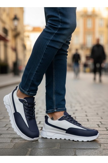 BA0246 Lacivert Bağcıklı Yüksek Beyaz Taban Günlük Erkek Ayakkabı