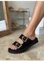Yazlık Kadın Siyah İnce Taban Tokalı Terlik