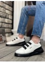 BA0329 3 Bant Beyaz Siyah Detaylı Kalın Taban Casual Erkek Ayakkabı BA0329 3 Bant Beyaz Siyah Detaylı Kalın Taban Casual Erkek Ayakkabı