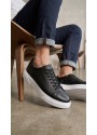 BLF-010 Erkek Sneaker Günlük Casual Spor Ayakkabı Siyah Beyaz Taban 