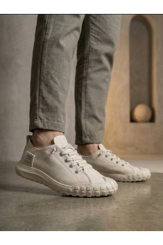 BA0248 BOA Krem Esnek Bağcıklı Ultra Hafif Nefes Alan Sneaker Ayakkabı