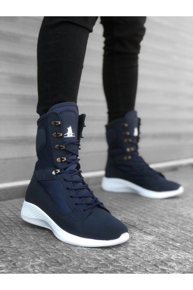 BA0600 Bağcıklı Lacivert Yüksek Taban Boksör Unisex Spor Postal Bot