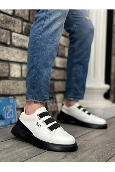 BA0329 3 Bant Beyaz Siyah Detaylı Kalın Taban Casual Erkek Ayakkabı BA0329 3 Bant Beyaz Siyah Detaylı Kalın Taban Casual Erkek Ayakkabı
