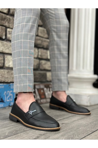 BA0009 Cilt Püsküllü Corcik Siyah V Fashıon Tokalı Klasik Erkek Ayakkabısı