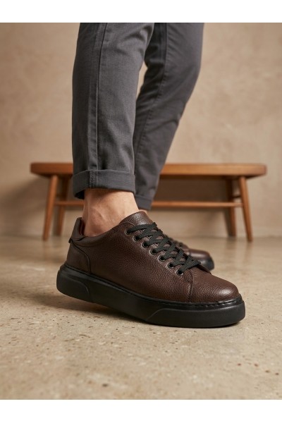 BLF-010 Erkek Sneaker Günlük Casual Spor Ayakkabı Kahverengi Siyah Taban 