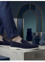 BA0252 %100 İçi Dışı Hakiki Deri Erkek Lacivert Süet Casual Loafer Termo Taban Ayakkabı