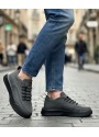 BA0332 Merdiven Desen Bağcıklı Erkek Yüksek Taban Füme Cilt Spor Ayakkabı
