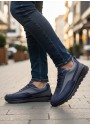 BA0246 Lacivert Gri Parçalı Bağcıklı Yüksek Taban Günlük Erkek Ayakkabı