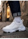 BA0402 Bağcıksız Rahat Yüksek Taban Beyaz Erkek Spor Yarım Bilek Bot