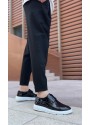 BA0003 Bağcıklı Klasik  Siyah Rugan Yüksek Taban Casual Erkek Ayakkabı
