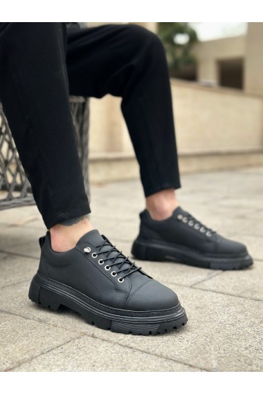 BA0245 Siyah Akıllı Lastik Bağcık Yüksek Siyah Taban Günlük Erkek Ayakkabı