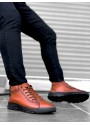 BA0213 Gizli Bağcıklı Hakiki Deri Taba Erkek Yarım Bilek  Bot