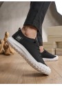 BA0248 BOA Siyah Beyaz Taban Esnek Bağcıklı Ultra Hafif Nefes Alan Sneaker Ayakkabı