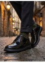 BA0003 Yeni Sezon Siyah Rugan Lüks Brouge Klasik Ayakkabı