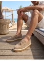 BA0250 %100 İçi Dışı Hakiki Deri Erkek Bej Süet Casual Loafer Püskül Detaylı Kauçuk Rahat Taban Dikişli Ayakkabı
