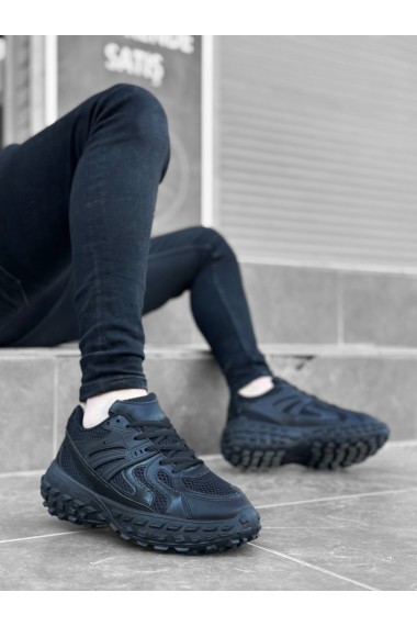 BA0592 Tarz Sneakers Ithal Siyah Fileli Rahat Taban Spor Ayakkabısı