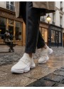 403 Yumuşak Triko Dokulu Yüksek Taban Beyaz Spor Ayakkabı 