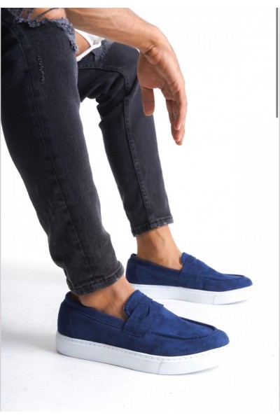 BA0580 Bağcıksız Kuşaklı Yüksek Taban Lacivert Süet Erkek Ayakkabı BA0580 Bağcıksız Kuşaklı Yüksek Taban Lacivert Süet Erkek Ayakkabı