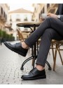 BA0003 Bağcıklı Klasik Siyah Yüksek Siyah Taban Casual Erkek Ayakkabı
