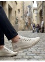 BA0248 BOA Krem Esnek Bağcıklı Ultra Hafif Nefes Alan Sneaker Ayakkabı