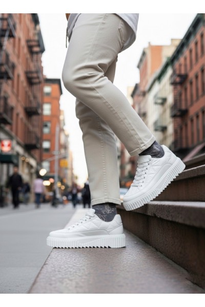 BA0801 BOA Beyaz Yüksek Taban Erkek Spor Ayakkabı BA0801 BOA Beyaz Yüksek Taban Erkek Spor Ayakkabı