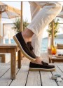 BA0250 %100 İçi Dışı Hakiki Deri Erkek Kahverengi Süet Casual Loafer Püskül Detaylı Kauçuk Rahat Taban Dikişli Ayakkabı