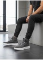 BA0321 Gizli Bağcıklı Erkek Füme Beyaz Taban Spor Bot