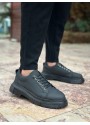 BA0245 Siyah Akıllı Lastik Bağcık Yüksek Siyah Taban Günlük Erkek Ayakkabı