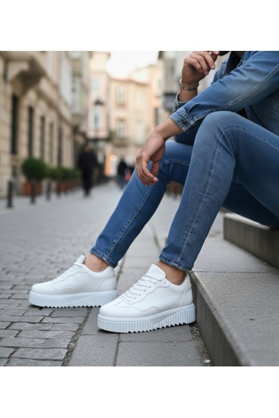 BA0802 BOA Beyaz Yüksek Taban Erkek Günlük Ayakkabı BA0802 BOA Beyaz Yüksek Taban Erkek Günlük Ayakkabı
