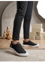 BA0248 BOA Siyah Beyaz Taban Esnek Bağcıklı Ultra Hafif Nefes Alan Sneaker Ayakkabı