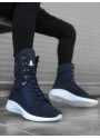 BA0600 Bağcıklı Lacivert Yüksek Taban Boksör Unisex Spor Postal Bot