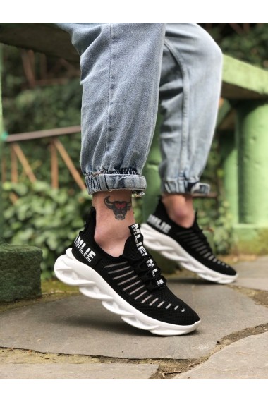 BA0602 Phantom Yüksek Taban Tarz Sneakers Siyah Beyaz Erkek Spor Ayakkabısı