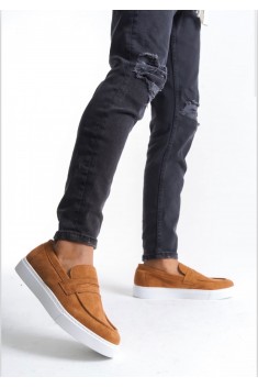 BA0580 Bağcıksız Kuşaklı Yüksek Taban Taba Süet Erkek Ayakkabı