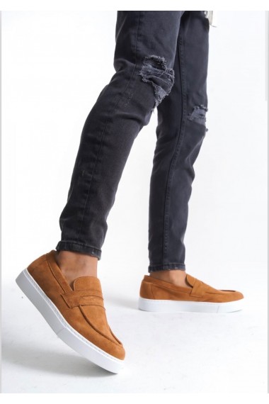 BA0580 Bağcıksız Kuşaklı Yüksek Taban Taba Süet Erkek Ayakkabı