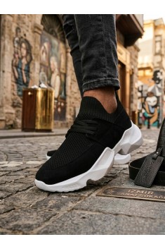 403 Yumuşak Triko Dokulu Yüksek Siyah Taban Spor Ayakkabı 