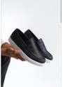BA0580 Bağcıksız Kuşaklı Yüksek Siyah Beyaz Taban Erkek Ayakkabı
