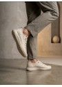 BA0248 BOA Krem Esnek Bağcıklı Ultra Hafif Nefes Alan Sneaker Ayakkabı