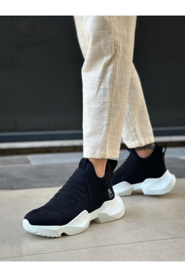 BA0401 Bağcıksız Rahat Yüksek Taban Siyah Süet Erkek Spor Yarım Bilek Bot