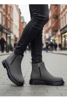 BA0777 Süet Füme Çift Fermuarlı Erkek Yarım Bilek Bot