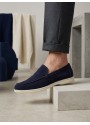 BA0252 %100 İçi Dışı Hakiki Deri Erkek Lacivert Süet Casual Loafer Termo Taban Ayakkabı